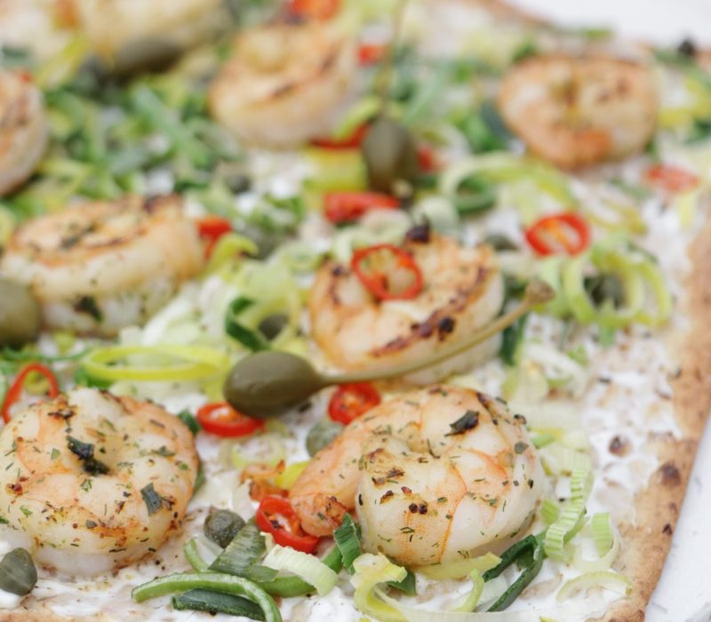 Flatbread met garnalen